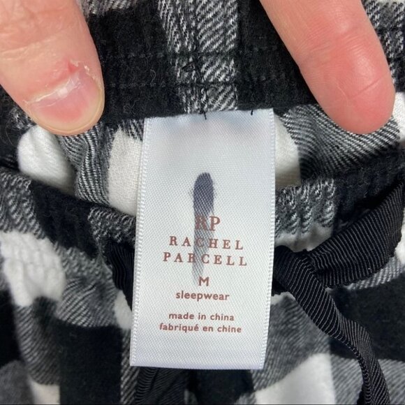 NEW Rachel Parcell Plaid Flannel Pajama Bottom Pants Black White Check Nordstrom - Picture 9 of 10